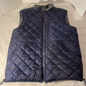 Southern Proper mens vest  blue gray warm  quilted fleece reversible zip up